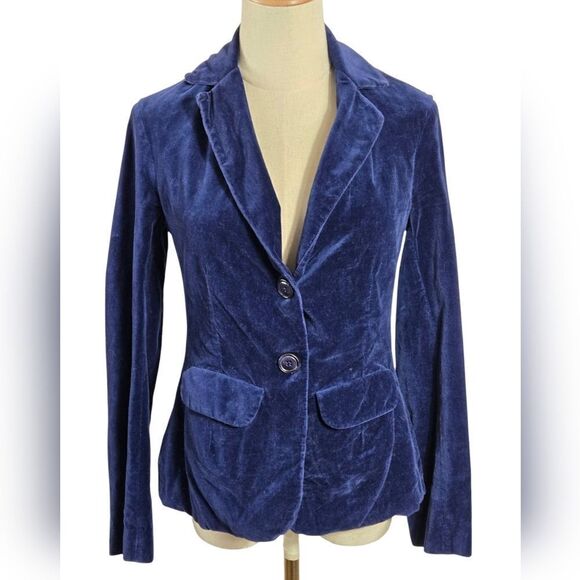 Ella Moss Blue Velvet Blazer Jacket - Picture 1 of 7
